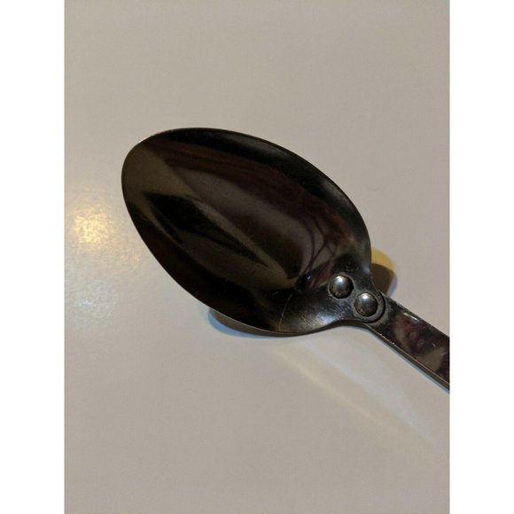 Vintage SS Small Head Serving Solid Spoon Gray White Speckled Handle 10 1/2" - Picture 3 of 8